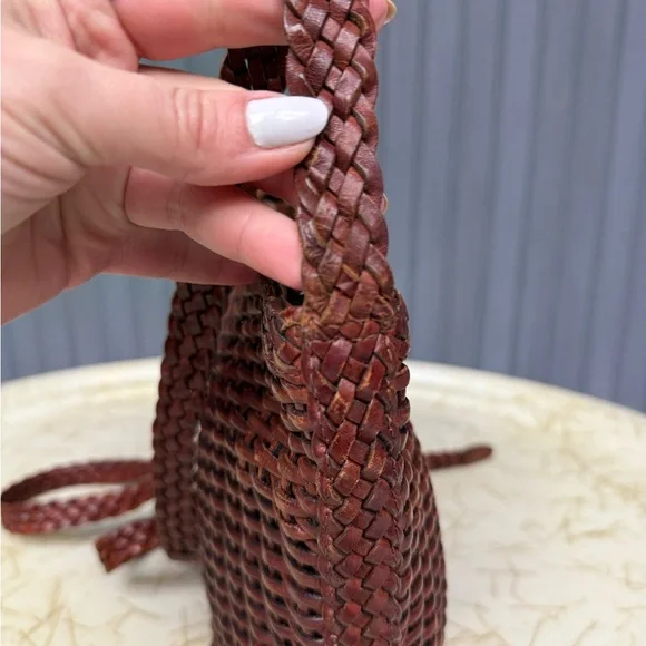 GEM Vintage Genuine Leather Brown Woven Crossbody Bag Made in Brazil - Picture 14 of 16